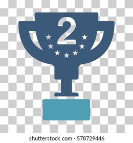 Second Prize Cup icon. Vector illustration style is flat iconic bicolor symbol, cyan and blue colors, transparent background. Designed for web and software interfaces.