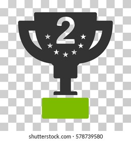 Second Prize Cup icon. Vector illustration style is flat iconic bicolor symbol, eco green and gray colors, transparent background. Designed for web and software interfaces.