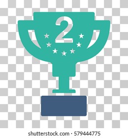 Second Prize Cup icon. Vector illustration style is flat iconic bicolor symbol, cobalt and cyan colors, transparent background. Designed for web and software interfaces.