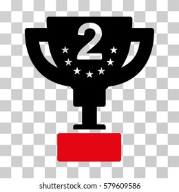 Second Prize Cup icon. Vector illustration style is flat iconic bicolor symbol, intensive red and black colors, transparent background. Designed for web and software interfaces.