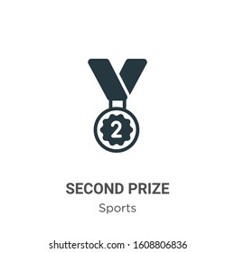 Second prize glyph icon vector on white background. Flat vector second prize icon symbol sign from modern sports collection for mobile concept and web apps design.
