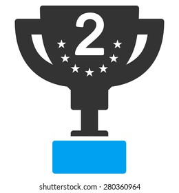 Second prize icon from Competition & Success Bicolor Icon Set. This isolated flat symbol uses modern corporation light blue and gray colors.