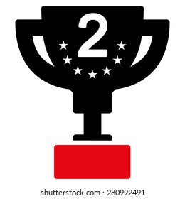 Second prize icon from Competition & Success Bicolor Icon Set. This isolated flat symbol uses modern corporation intensive red and black colors.