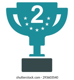 Second prize icon from Competition & Success Bicolor Icon Set. Vector style: flat bicolor symbols, soft blue colors, rounded angles, white background.