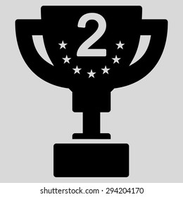 Second prize icon from Competition & Success Bicolor Icon Set. Vector style: flat symbols, black color, rounded angles, light gray background.