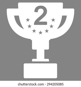 Second prize icon from Competition & Success Bicolor Icon Set. Vector style: flat symbols, white color, rounded angles, gray background.