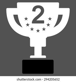 Second prize icon from Competition & Success Bicolor Icon Set. Vector style: flat bicolor symbols, black and white colors, rounded angles, gray background.
