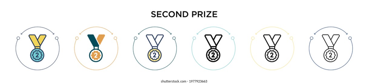 Second prize icon in filled, thin line, outline and stroke style. Vector illustration of two colored and black second prize vector icons designs can be used for mobile, ui, web