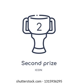 second prize icon from sports outline collection. Thin line second prize icon isolated on white background.