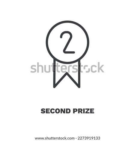 second prize icon. Thin line second prize icon from sport and game collection. Outline vector isolated on white background. Editable second prize symbol can be used web and mobile