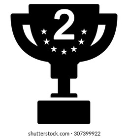 Second prize icon. Vector style is flat symbols, black color, rounded angles, white background.