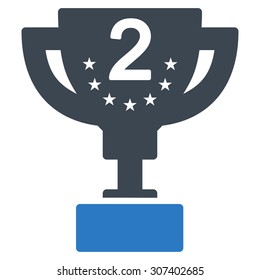 Second prize icon. Vector style is flat bicolor symbols, smooth blue colors, rounded angles, white background.