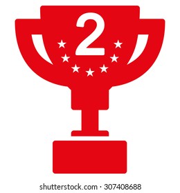 Second prize icon. Vector style is flat symbols, red color, rounded angles, white background.