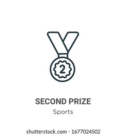 Second prize outline vector icon. Thin line black second prize icon, flat vector simple element illustration from editable sports concept isolated stroke on white background