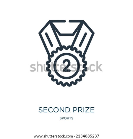 second prize thin line icon. achievement, winner linear icons from sports concept isolated outline sign. Vector illustration symbol element for web design and apps.