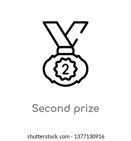 second prize vector line icon. Simple element illustration. second prize outline icon from sports concept. Can be used for web and mobile