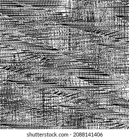 Second quality fabric resulting from recycling. Vector graphics in black and white. Grunge background.