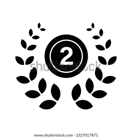 Second rank wreath glyph icon vector. Reward and achievement symbol stock illustration. Youth sport wreath icon for web or game interface. Prize for championship.