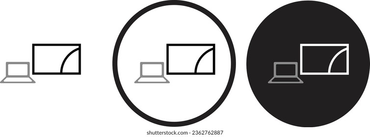 second screen only icon black outline for web site design 
and mobile dark mode apps 
Vector illustration on a white background