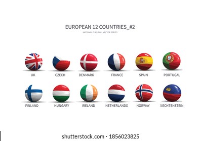 The second series of Flag Ball Vector of European Countries.