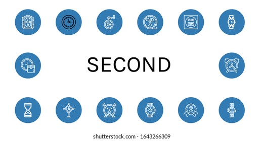 segundo conjunto simple de iconos. Contiene iconos tales como reloj Cuckoo, reloj circular, reloj bolsillo, reloj, reloj digital, reloj de arena, puede ser usado para web, móvil y logotipo