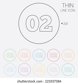 Second step sign. Loading process symbol. Step two. Thin line circle web icons with outline. Vector