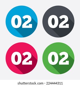 Second step sign. Loading process symbol. Step two. Circle buttons with long shadow. 4 icons set. Vector