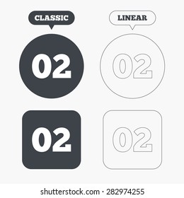 Second step sign. Loading process symbol. Step two. Classic and line web buttons. Circles and squares. Vector