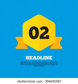 Second step sign. Loading process symbol. Step two. Yellow label tag. Circles seamless pattern on back. Vector