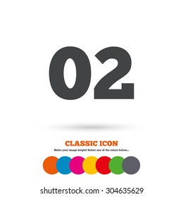 Second step sign. Loading process symbol. Step two. Classic flat icon. Colored circles. Vector