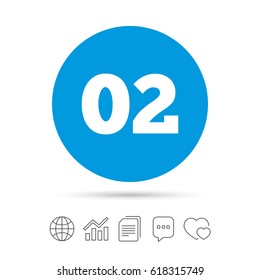 Second step sign. Loading process symbol. Step two. Copy files, chat speech bubble and chart web icons. Vector