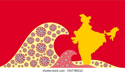 second wave of coronavirus in india vector background. India map with covid-19 coronavirus. abstract vector illustration.
