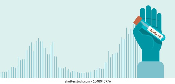 Second Wave Of Coronavirus Pandemic. Graph Of COVID-19 Outbreak, Second Wave Is Higher And Bigger Than First Wave Exponential Growth. Rapid Spread Of Epidemic Disease To A Large Number Of People 