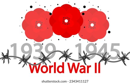 Second world war beginning flowers, vector art illustration.