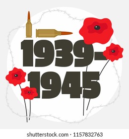 Second world war commemorative background. Flat illustration of second world war commemorative vector background for web design