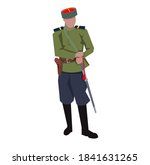 The second world war, the Soviet Russian soldiers Cossack cavalry Soviet Union. RED ARMY. Drawing vector. A man in a summer uniform from 1941-1945. On the head of the "Kuban" on the belt checker.