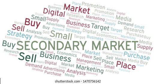 Secondary Market word cloud. Vector made with text only