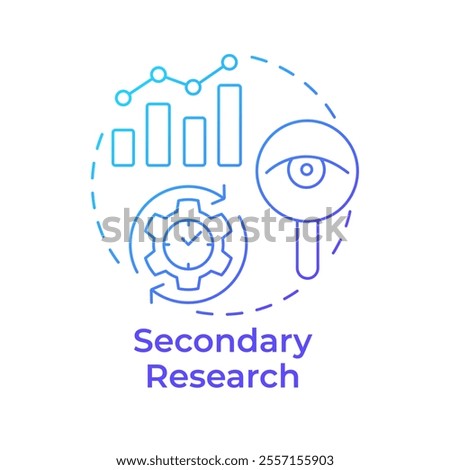 Secondary research blue gradient concept icon. Statistical metrics. Monitoring, control. Round shape line illustration. Abstract idea. Graphic design. Easy to use in infographic, presentation
