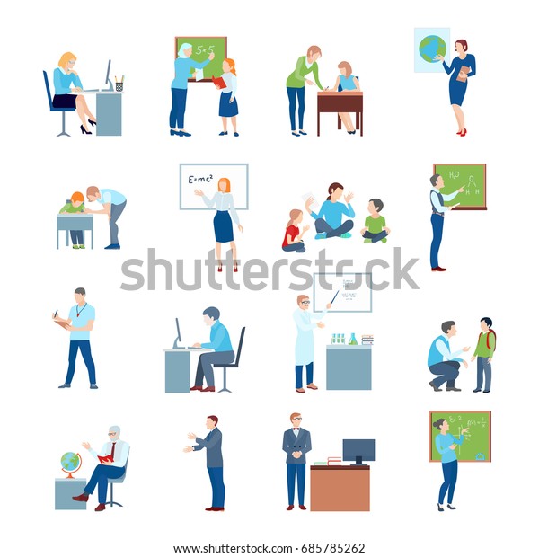 Secondary School Teacher Chalkboard White Board Stock Vector