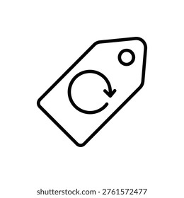 Second-hand resale price tag featuring a circular refresh arrow representing thrift shopping and clothing reuse.