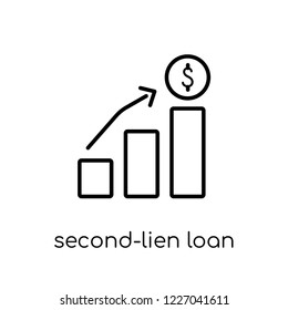 Second-lien loan icon. Trendy modern flat linear vector Second-lien loan icon on white background from thin line business collection, editable outline stroke vector illustration