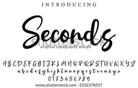 Seconds Font Stylish brush painted an uppercase vector letters, alphabet, typeface