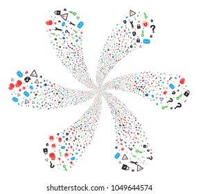 Secrecy Symbols centrifugal composition. Object cluster combined from scattered secrecy symbols symbols. Vector illustration style is flat iconic symbols.
