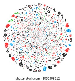 Secrecy Symbols curl stream. Element twist combined from scatter secrecy symbols symbols. Vector illustration style is flat iconic symbols.