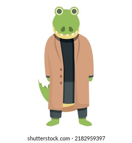 Secret Agent Alligator Icon Cartoon Vector. Cute Crocodile. Animal Gator