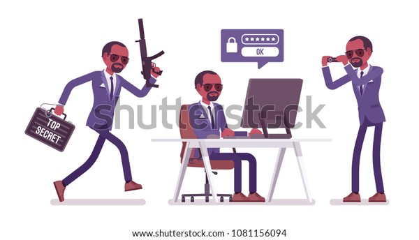 Secret Agent Black Man Gentleman Spy Stock Vector (Royalty Free ...