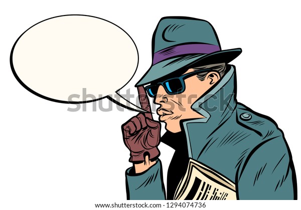 秘密のエージェントの指銃のジェスチャー レトロなベクターイラストを描いた漫画のポップアート のベクター画像素材 ロイヤリティフリー