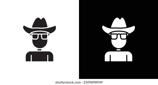 Secret agent icon Black line art vector logo set