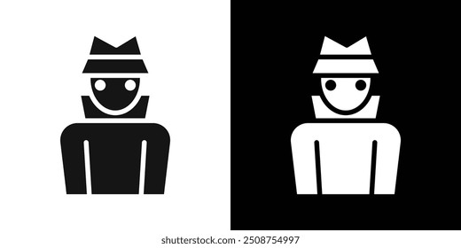 Secret agent icon Flat fill set collection