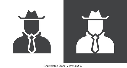 Secret agent icon Flat set in black and white color outline vector